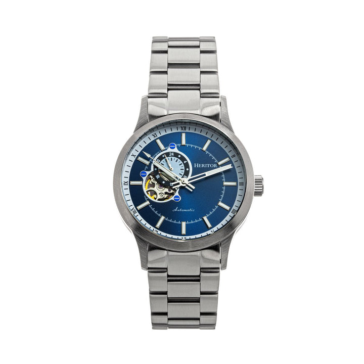 Heritor Automatic Oscar Semi-Skeleton Leather-Band Watch