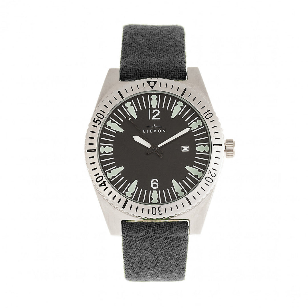 Elevon Jeppesen Pressed Wool Leather-Band Watch w/Date - Grey
