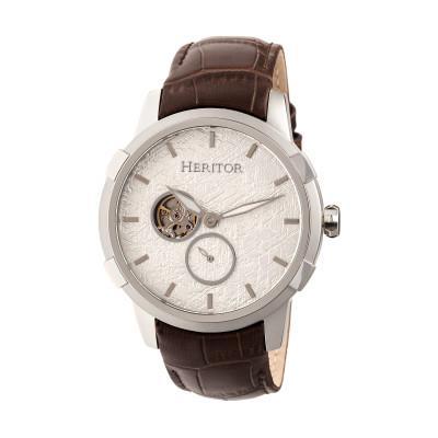 Heritor Automatic Callisto Semi-Skeleton Leather-Band Watch