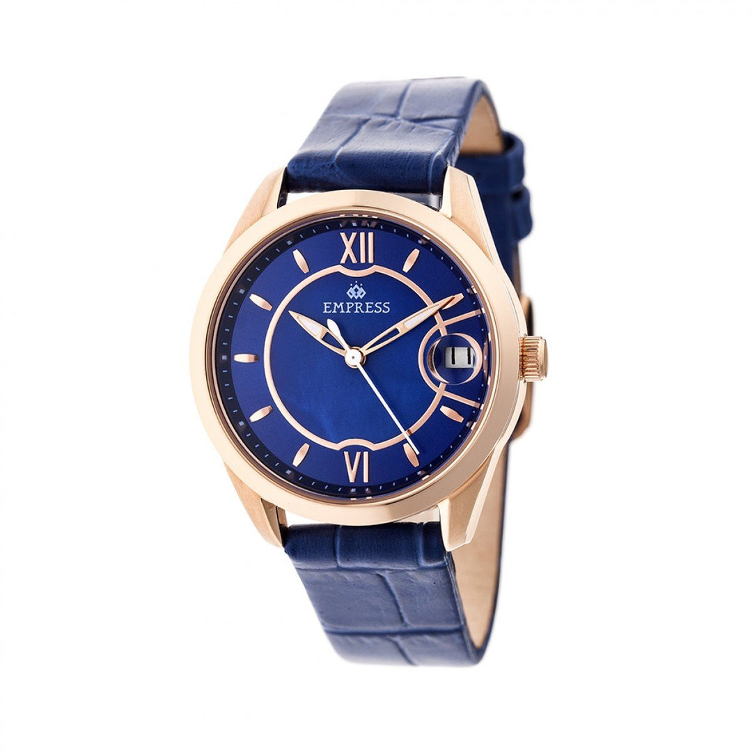 Empress Messalina Automatic MOP Leather-Band Watch w/Date