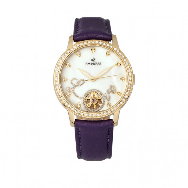 Empress Quinn Automatic MOP Semi-Skeleton Dial Bracelet Watch
