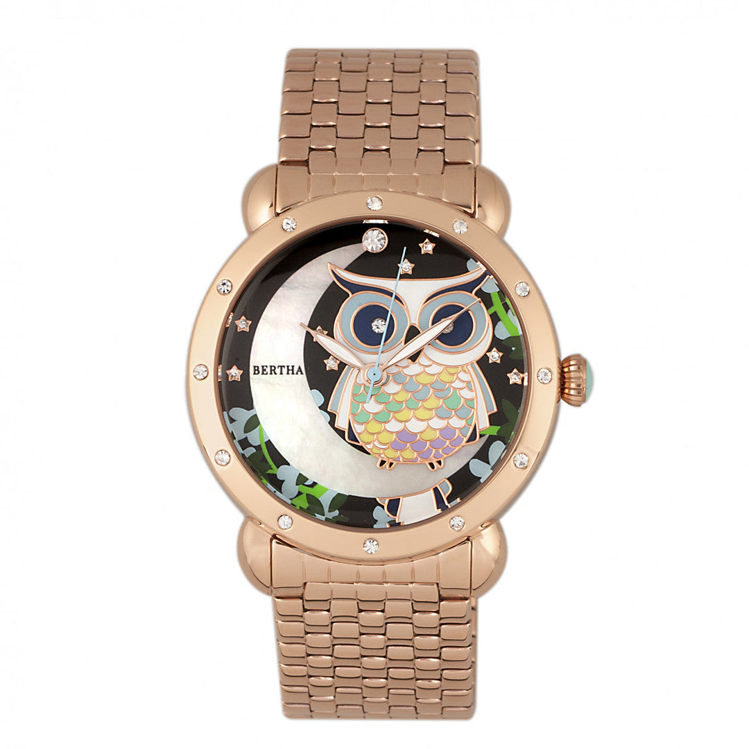 Bertha Ashley MOP Ladies Bracelet Watch - Rose Gold