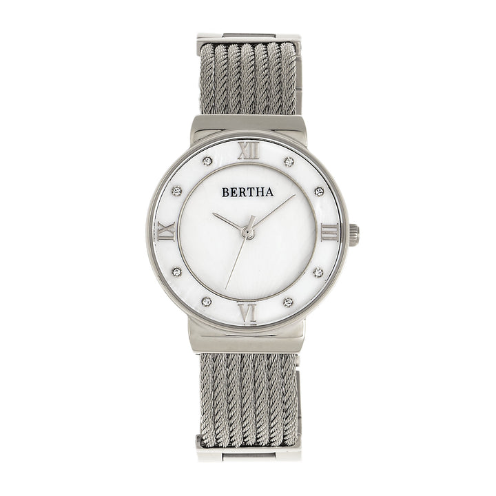 Bertha Dawn Mother-of-Pearl Cable Bracelet Watch