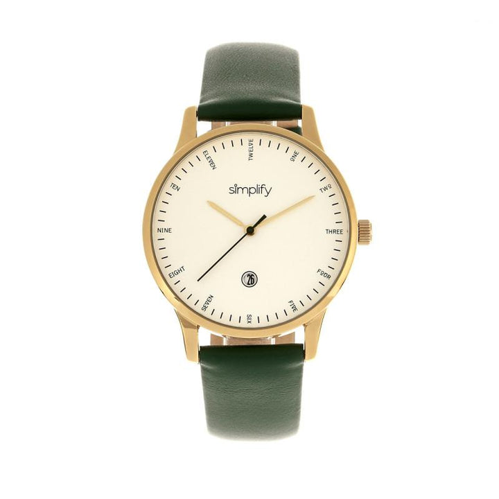 Simplify The 4300 Leather-Band Watch w/Date