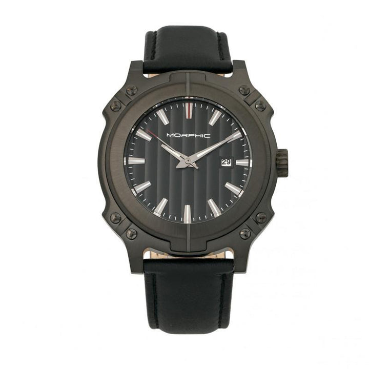 Morphic M68 Series Leather-Band Watch w/ Date