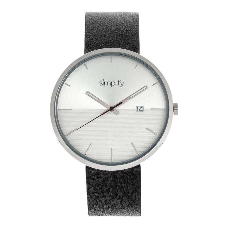 Simplify The 6400 Leather-Band Watch w/Date