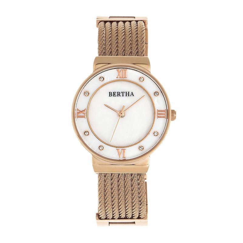 Bertha Dawn Mother-of-Pearl Cable Bracelet Watch