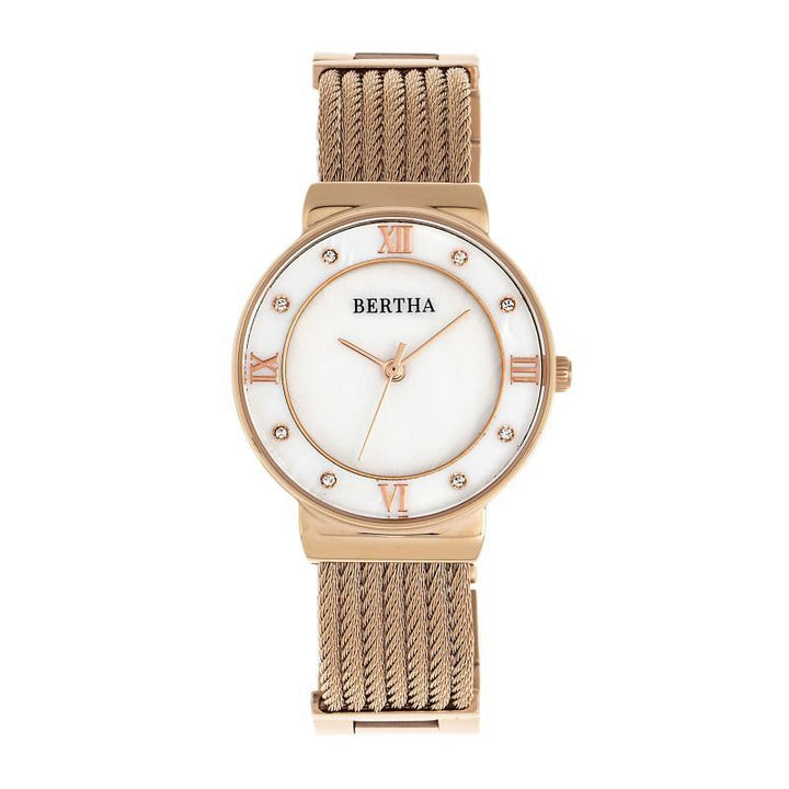 Bertha Dawn Mother-of-Pearl Cable Bracelet Watch
