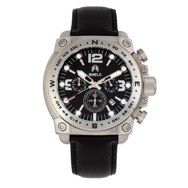 Shield Tesei Chronograph Leather-Band Men's Diver Watch w/Date