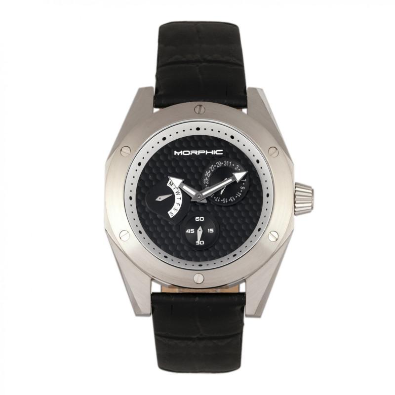 Morphic M46 Series Leather-Band Men's Watch w/Date - Ruumur