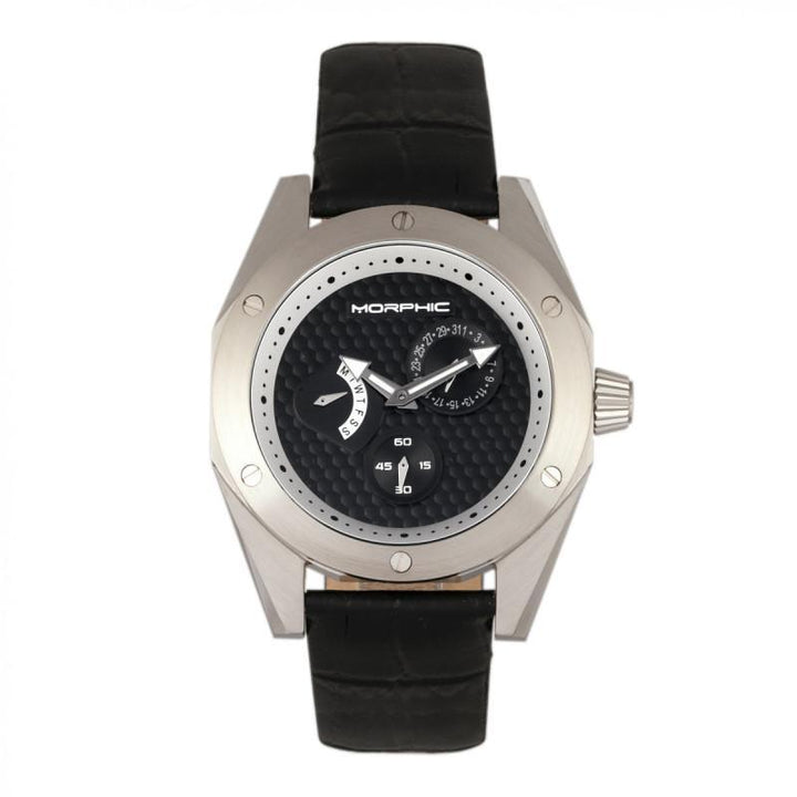 Morphic M46 Series Leather-Band Men's Watch w/Date - Ruumur
