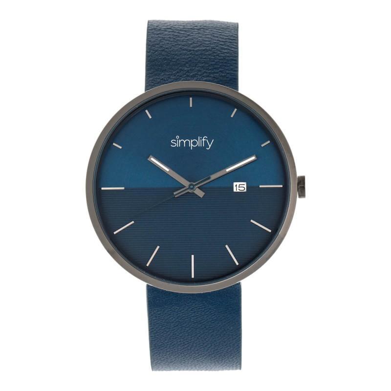 Simplify The 6400 Leather-Band Watch w/Date