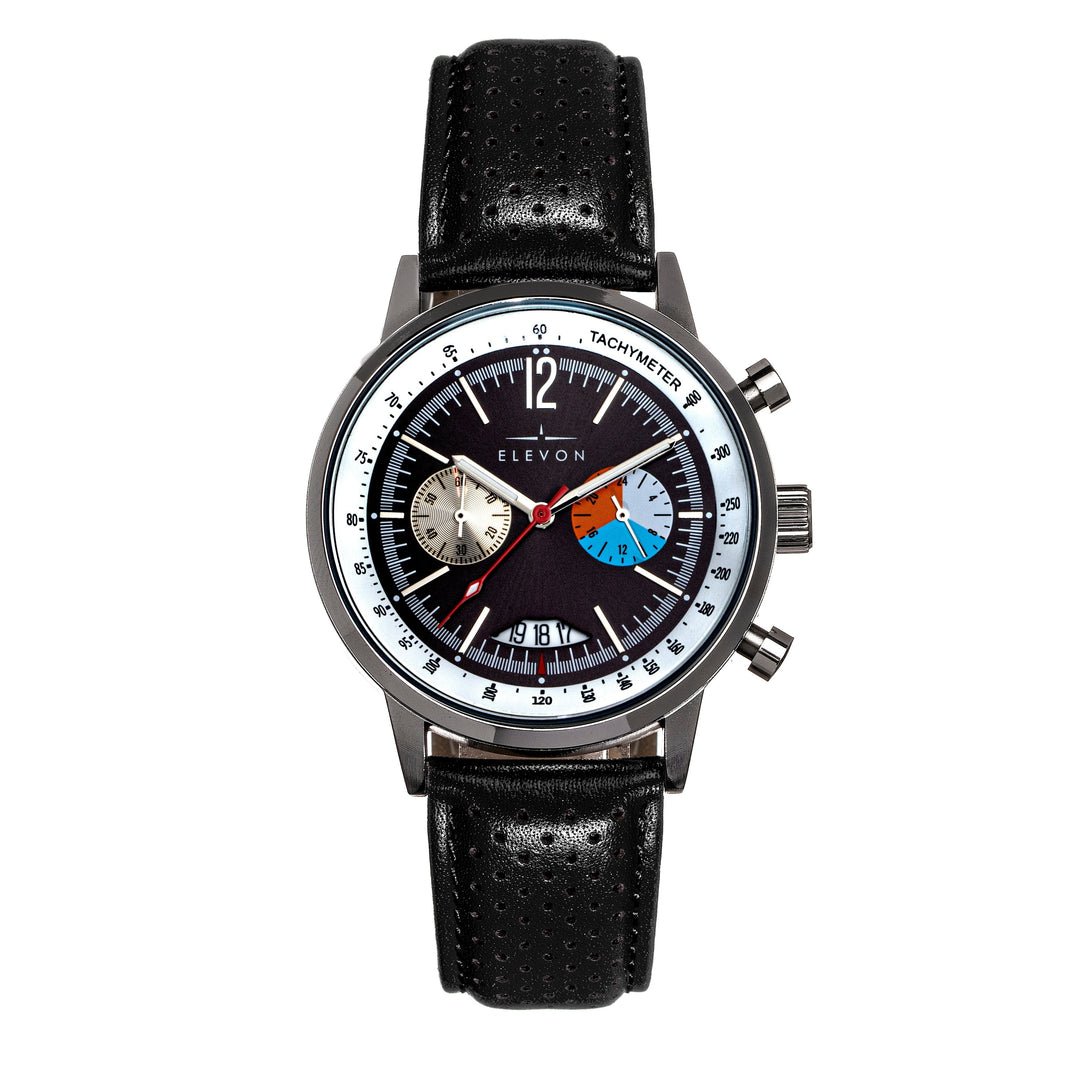 Elevon Torque Genuine Leather-Band Watch w/Date