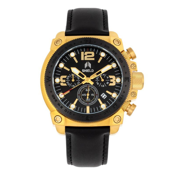 Shield Tesei Chronograph Leather-Band Men's Diver Watch w/Date