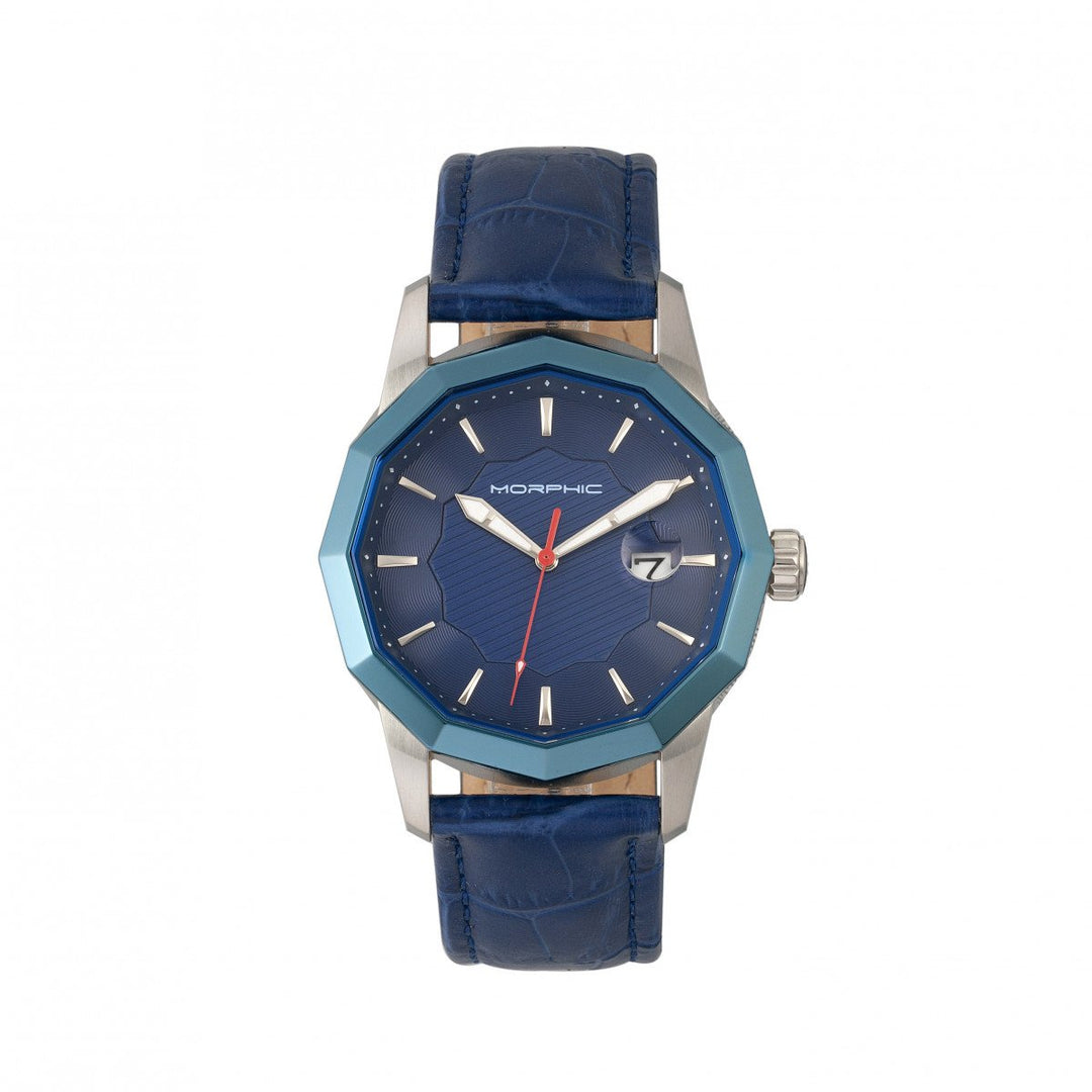 Morphic M56 Series Leather-Band Watch w/Date