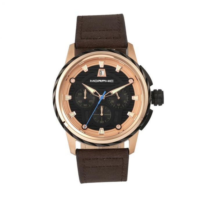 Morphic M61 Series Chronograph Leather-Band Watch w/Date