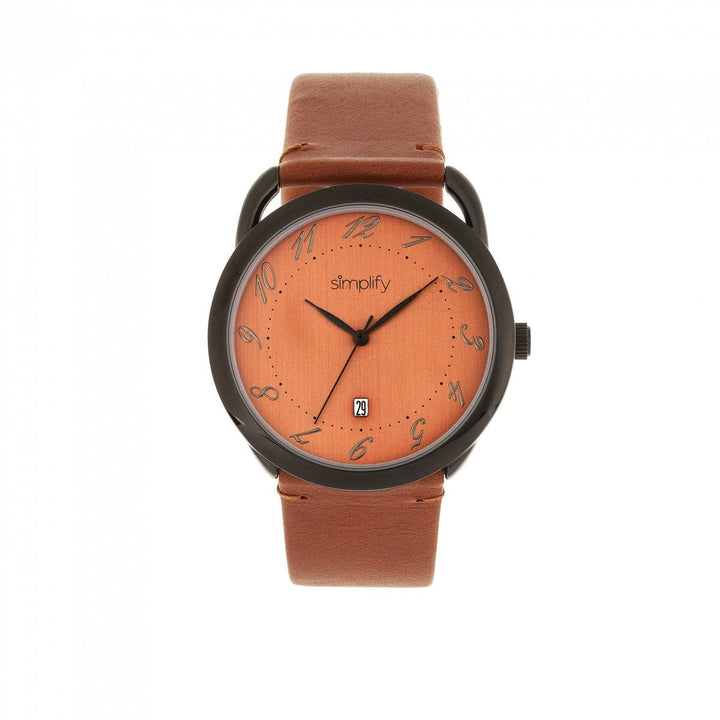 Simplify The 4900 Leather-Band Watch w/Date