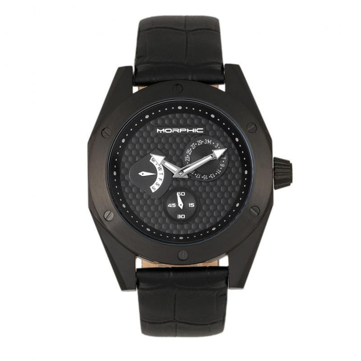 Morphic M46 Series Leather-Band Men's Watch w/Date - Ruumur