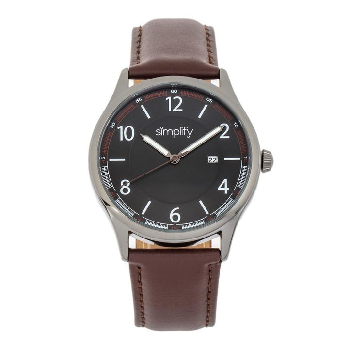 Simplify The 6900 Leather-Band Watch w/ Date