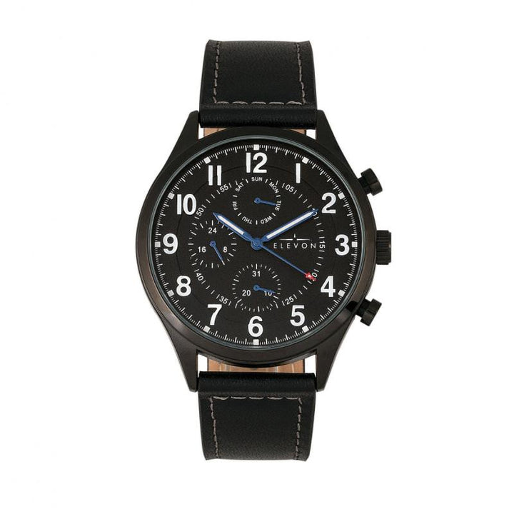 Elevon Lindbergh Leather-Band Watch w/Day/Date