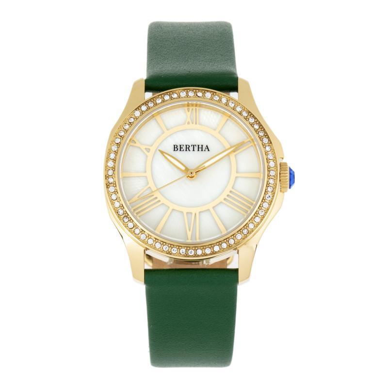 Bertha Donna Mother-of-Pearl Leather-Band Watch