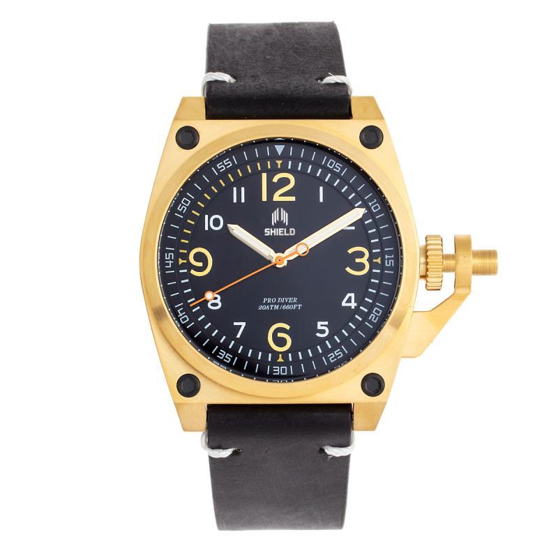 Shield Pascal Leather-Band Men's Diver Watch