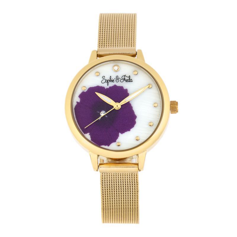 Sophie and Freda Raleigh Mother-Of-Pearl Bracelet Watch w/Swarovski Crystal