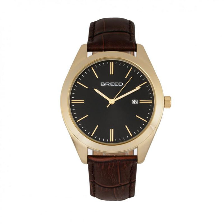 Breed Louis Leather-Band Watch w/Date