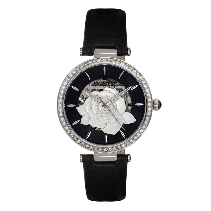 Empress Anne Automatic Semi-Skeleton Leather-Band Watch