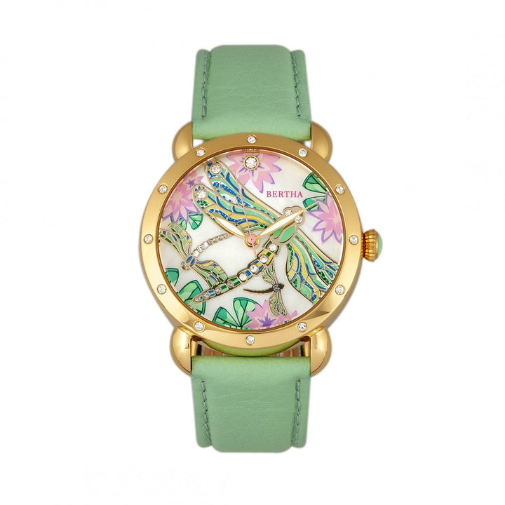 Bertha Jennifer MOP Leather-Band Ladies Watch