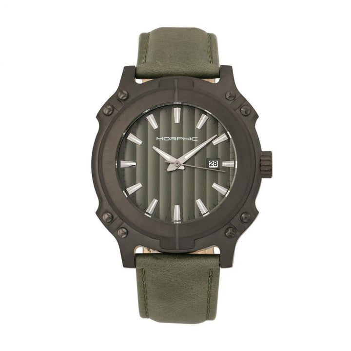 Morphic M68 Series Leather-Band Watch w/ Date