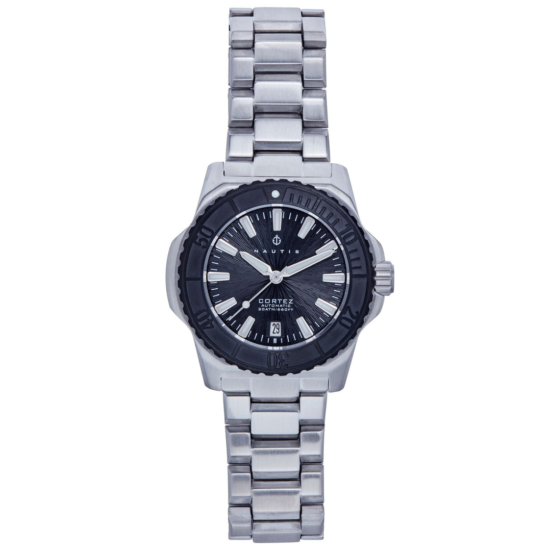 Nautis Cortez Automatic Bracelet Watch w/Date - Black - NAUN102-2