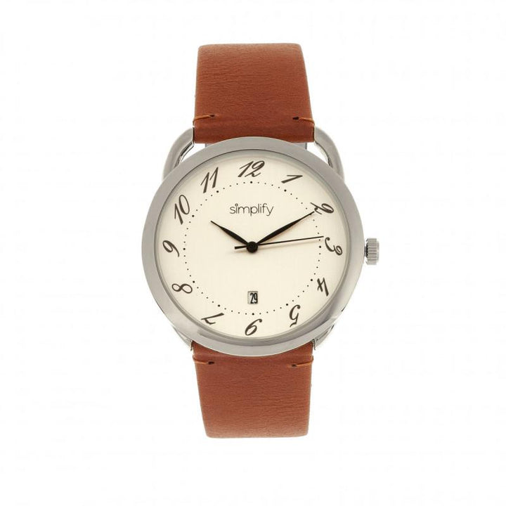 Simplify The 4900 Leather-Band Watch w/Date