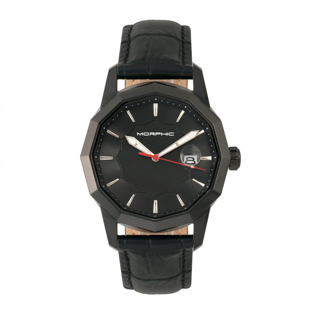 Morphic M56 Series Leather-Band Watch w/Date