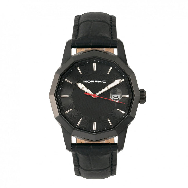 Morphic M56 Series Leather-Band Watch w/Date