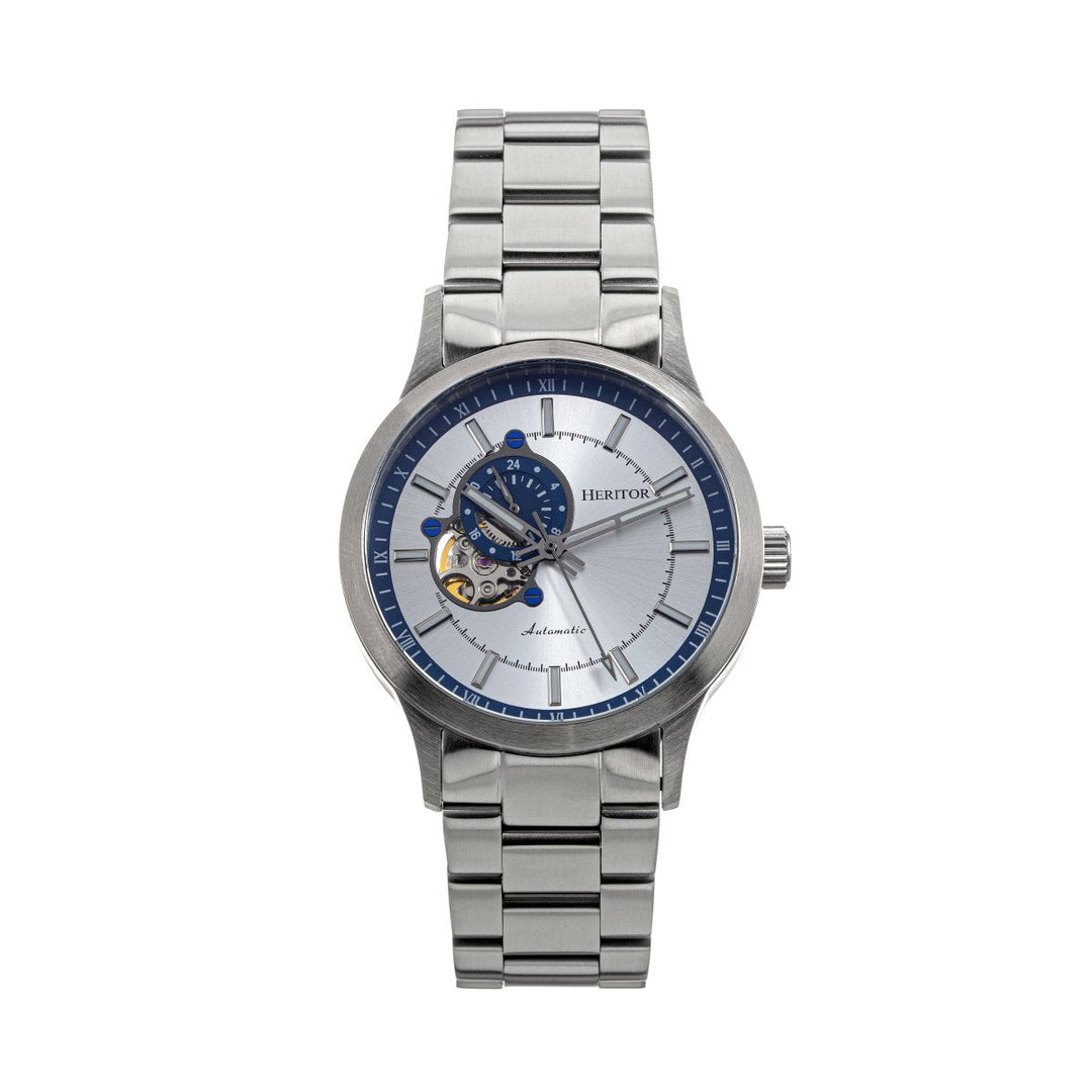 Heritor Automatic Oscar Semi-Skeleton Leather-Band Watch