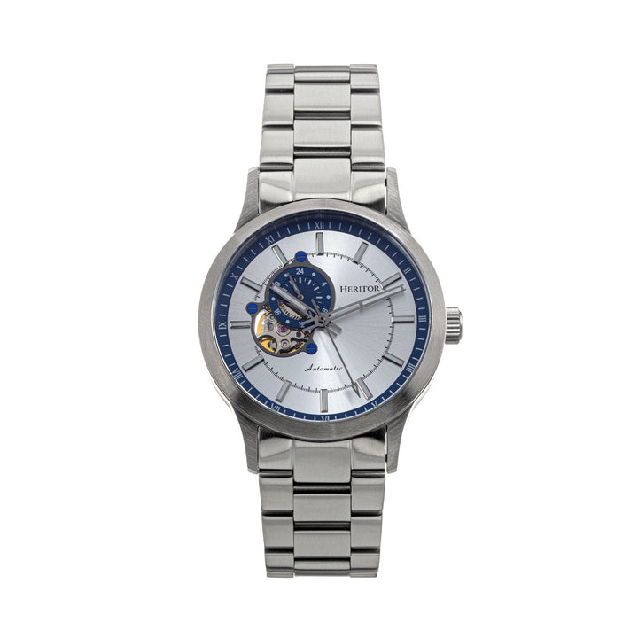 Heritor Automatic Oscar Semi-Skeleton Leather-Band Watch