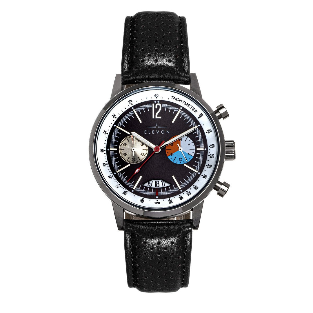 Elevon Torque Genuine Leather-Band Watch w/Date
