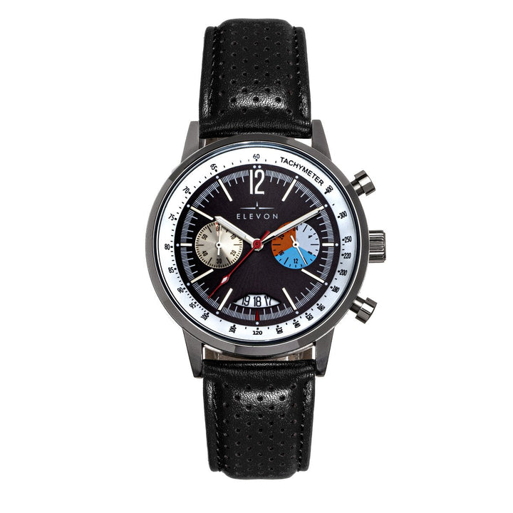 Elevon Torque Genuine Leather-Band Watch w/Date