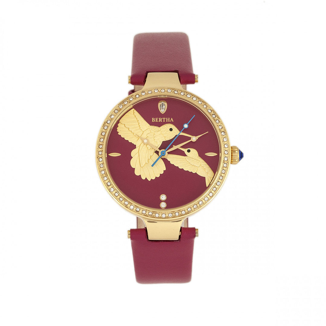 Bertha Nora Leather-Band Watch - Fuchsia