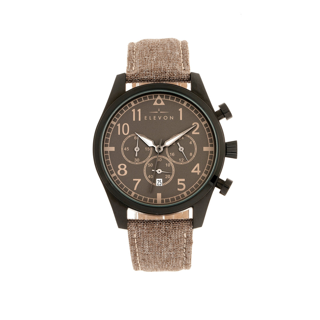 Elevon Curtiss Chronograph Nylon-Overlaid Leather-Band Watch - Beige/Black