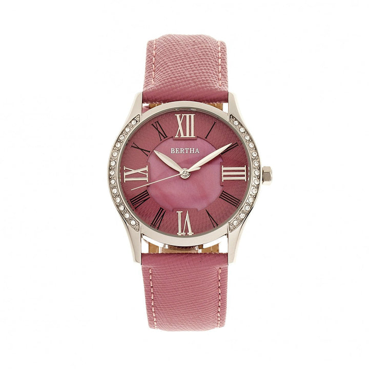 Bertha Sadie Mother-of-Pearl Leather-Band Watch