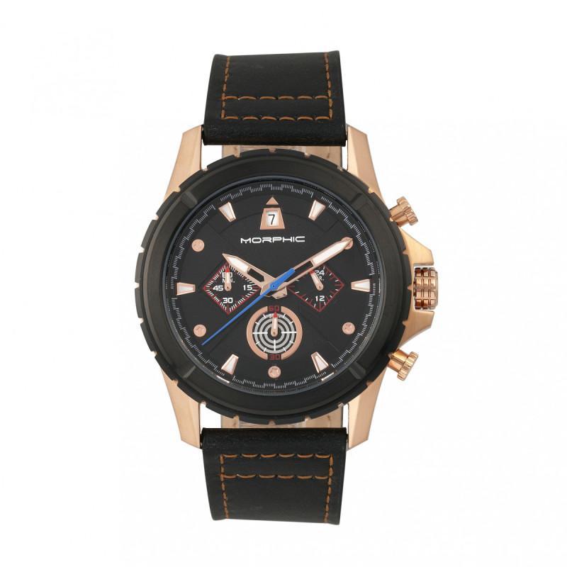 Morphic M57 Series Chronograph Leather-Band Watch