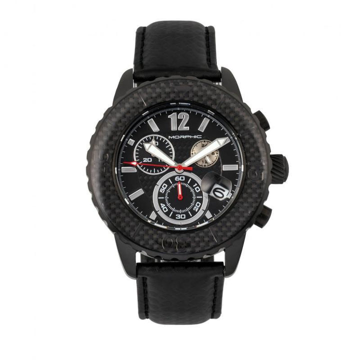 Morphic M51 Series Chronograph Leather-Band Watch w/Date
