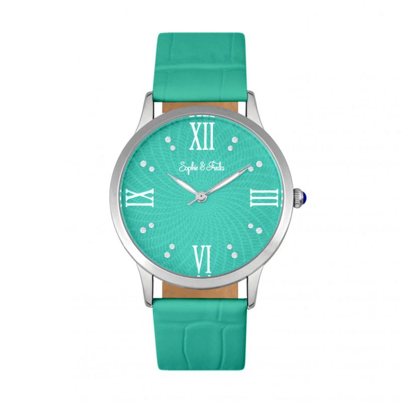 Sophie & Freda Sonoma Leather-Band Watch w/Swarovski Crystals