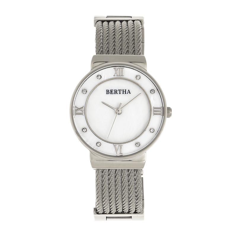 Bertha Dawn Mother-of-Pearl Cable Bracelet Watch