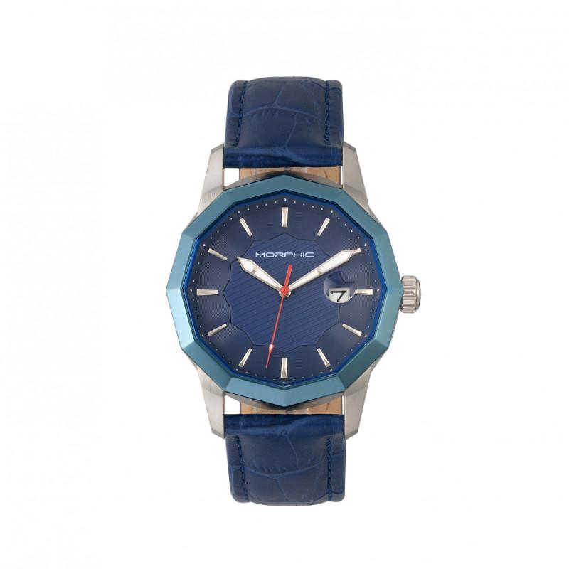 Morphic M56 Series Leather-Band Watch w/Date