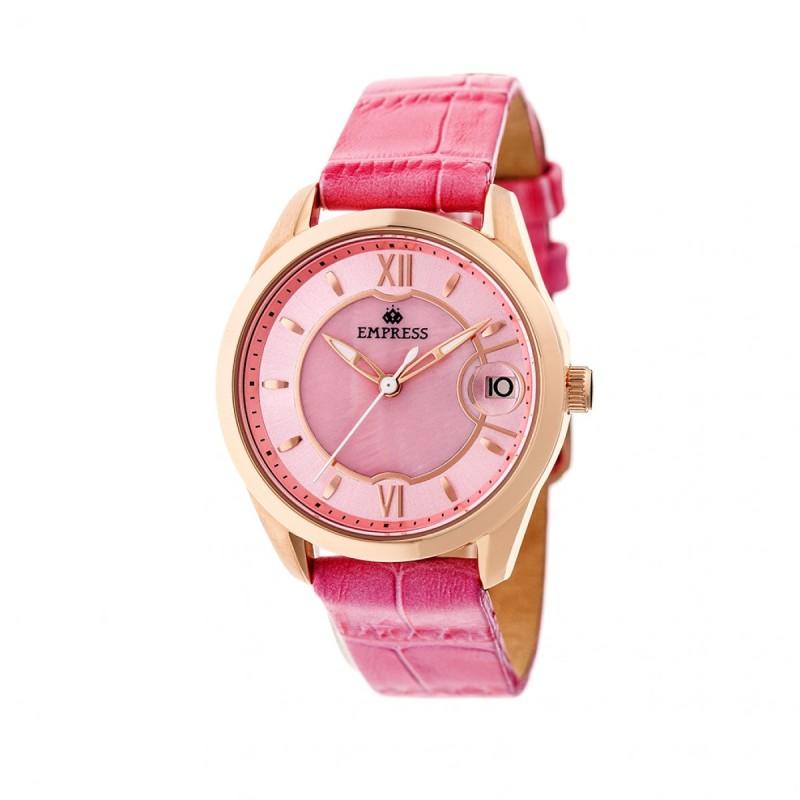 Empress Messalina Automatic MOP Leather-Band Watch w/Date