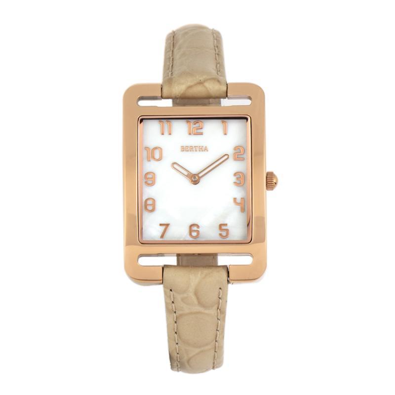Bertha Marisol Swiss MOP Leather-Band Watch - Ruumur