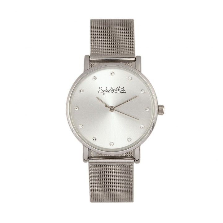 Sophie & Freda Savannah Mesh Bracelet Watch w/Swarovski Crystals